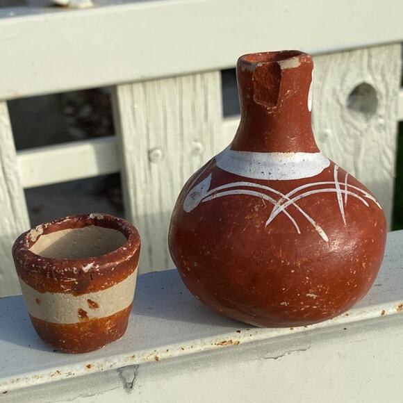 VINTAGE Lot Clay Pottery Native American Small Vase Pot Urn Terracotta Painted - Picture 3 of 12